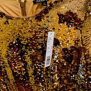 NWT-Gianni Bini fully sequined gold midi dress. Size 12,no stretch,true to size.